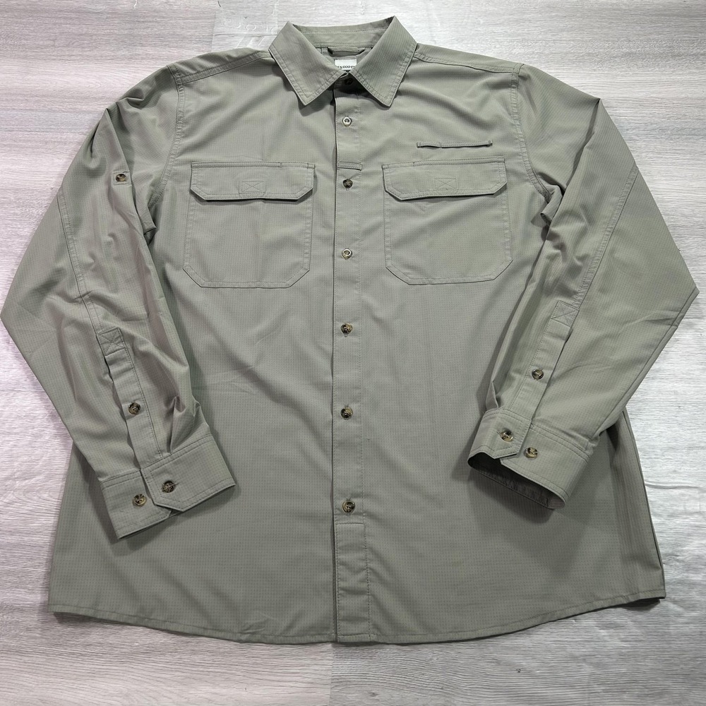 33,000ft Shirt Mens Large Green Long‎ Sleeve Button Front Fishing Hiking Outdoor